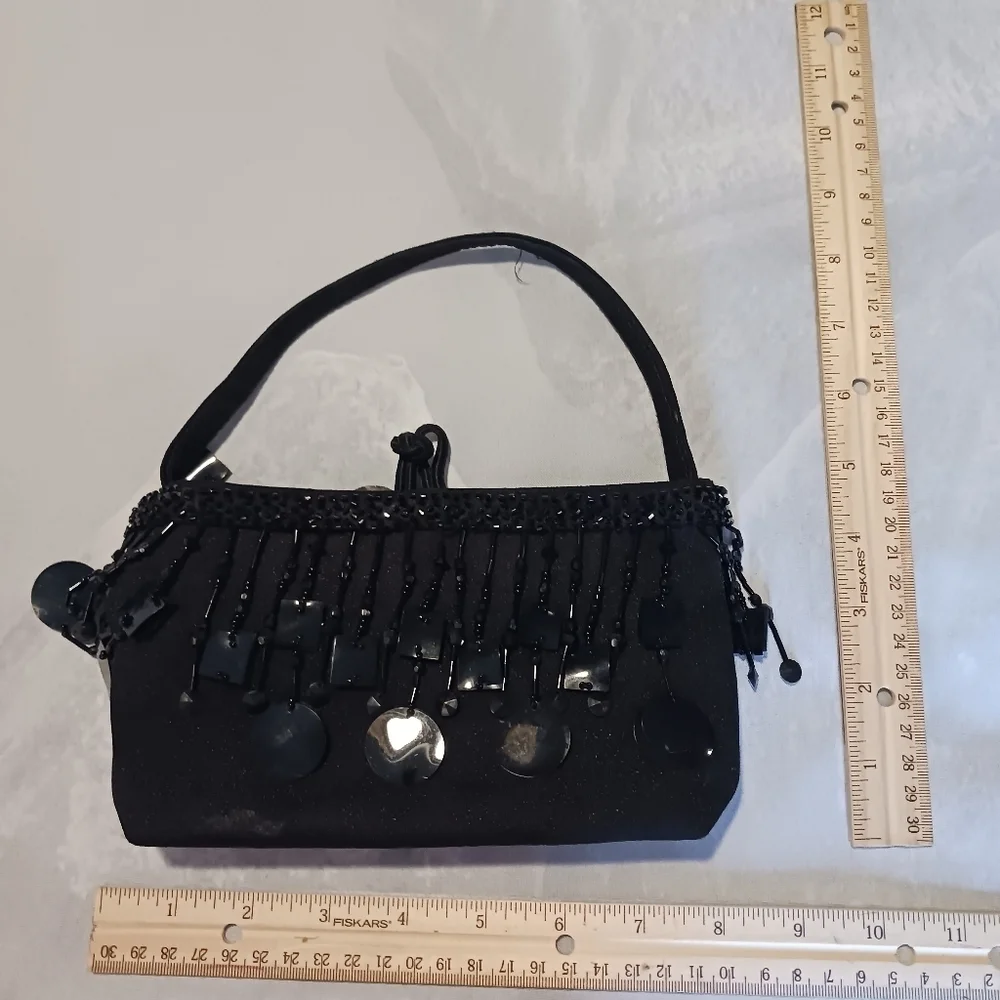 Black Beaded Evening  Bag - Picture 2 of 4